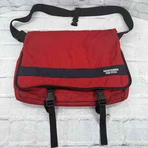 Vintage Abercrombie & Fitch Messenger Bag Commuter Crossbody Unisex Red Navy Y2K